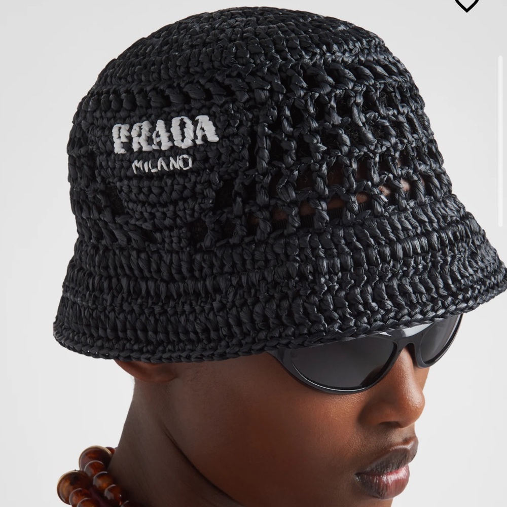 Black Prada Crochet Bucket Hat
